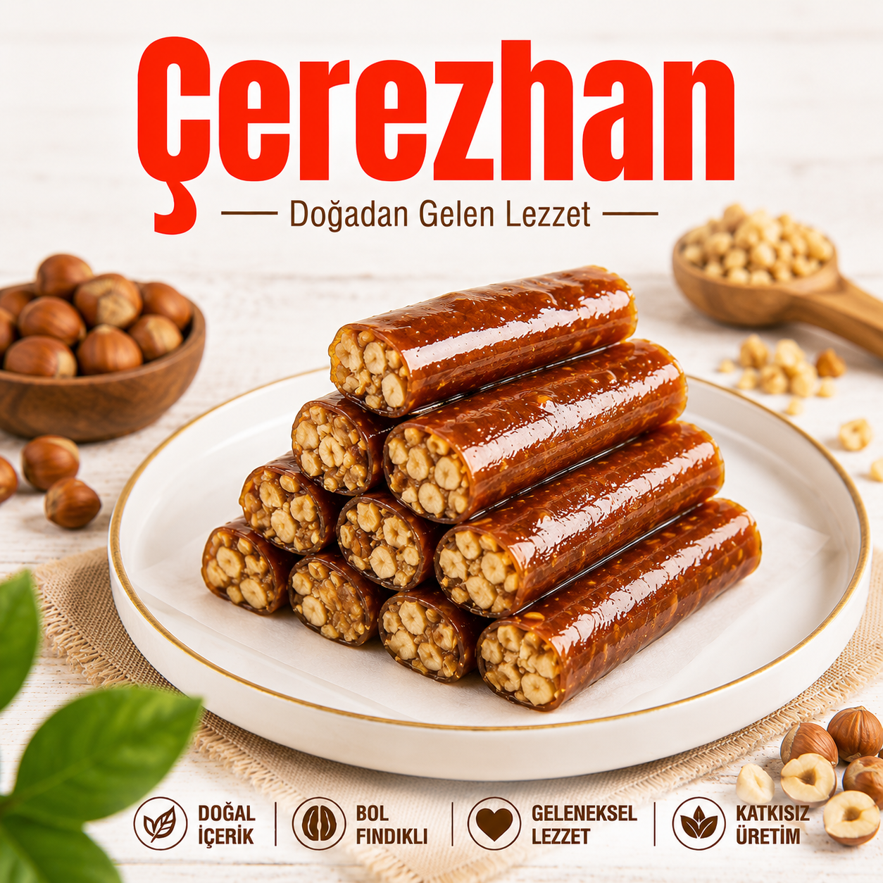 Fındık Ezmeli Sade Sarma
